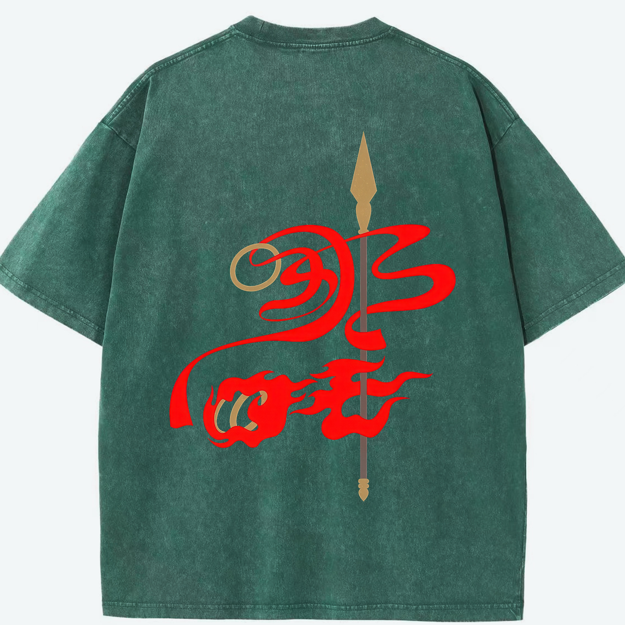 （画像用） Ne Zha 2 ナタ 魔童の大暴れ 綿100% ヴィンテージ風 半袖Tシャツ（背面プリント）